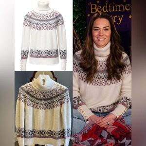Holland Cooper Fair Isle Sweater in Cream - ASO Kate Royal Duchess Princess - XS